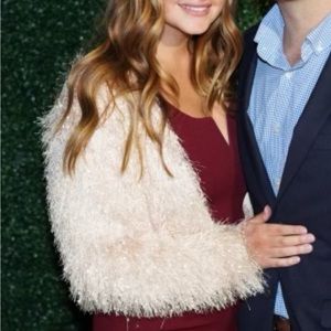 Forever 21 Cropped Fuzzy Bomber Jacket size L